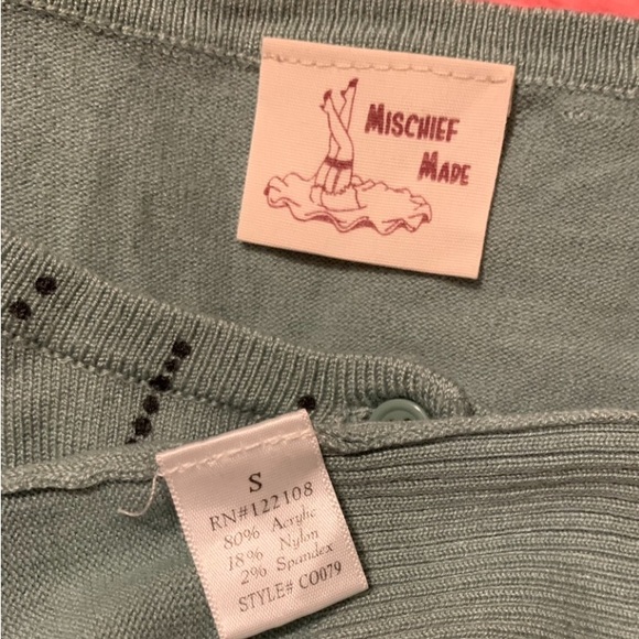 Mischief Made Minty Colored Spider Web Cardigan. - Picture 3 of 6